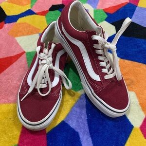Vans Burgundy and White Women's Sneakers